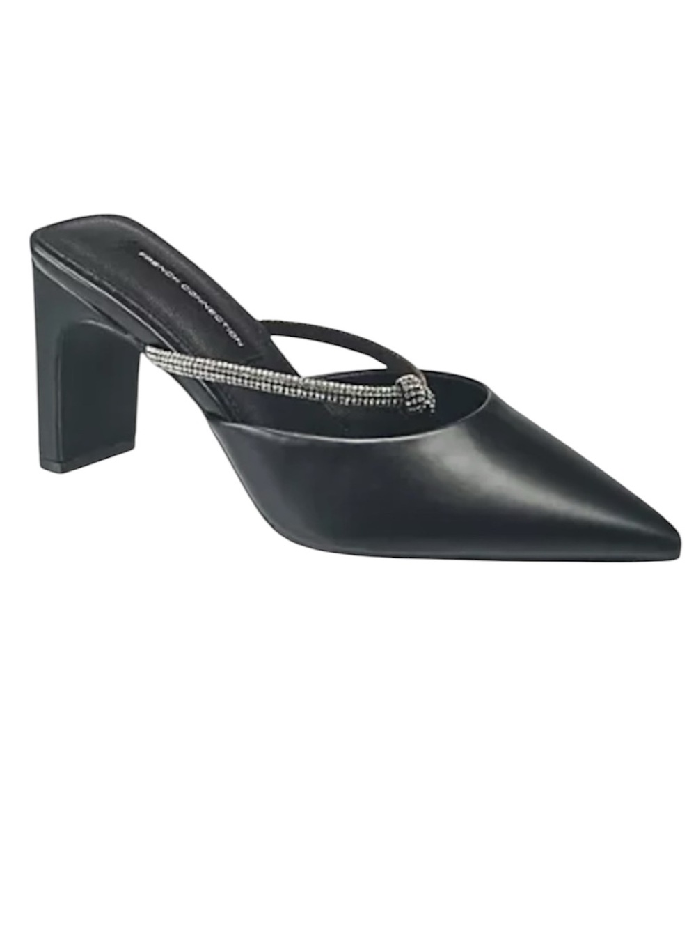 French Connection Heeled Mule Front Knot Black Pointed Toe Fichi Women’s Size 8
